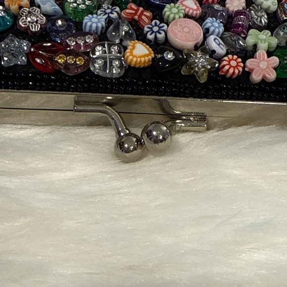 Vintage Sasha Colorful Floral Beaded Clutch with Metallic Strap Evening Bag - Picture 9 of 9